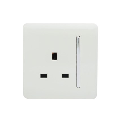 Trendi 1 Gang Modern Glossy Screwless 13 Amp Plug Socket Long White