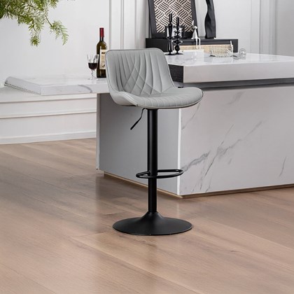 Grey Barstool – Matt Black Base