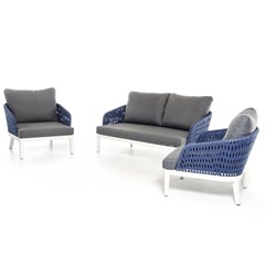 Aluminum Rope Blue Sofa - Set of 3
