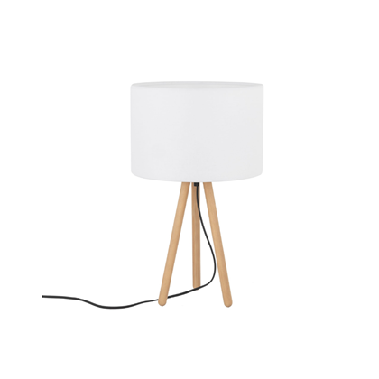 Table Lamp - Beech Wood with White Shade E27
