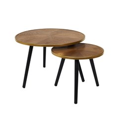 Felix Trundle Table Set of 2 – Brown & Black & Gold