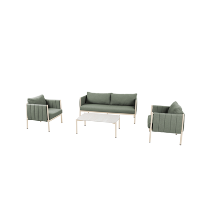 Set4 Aluminium Sofa Set – Green & Beige