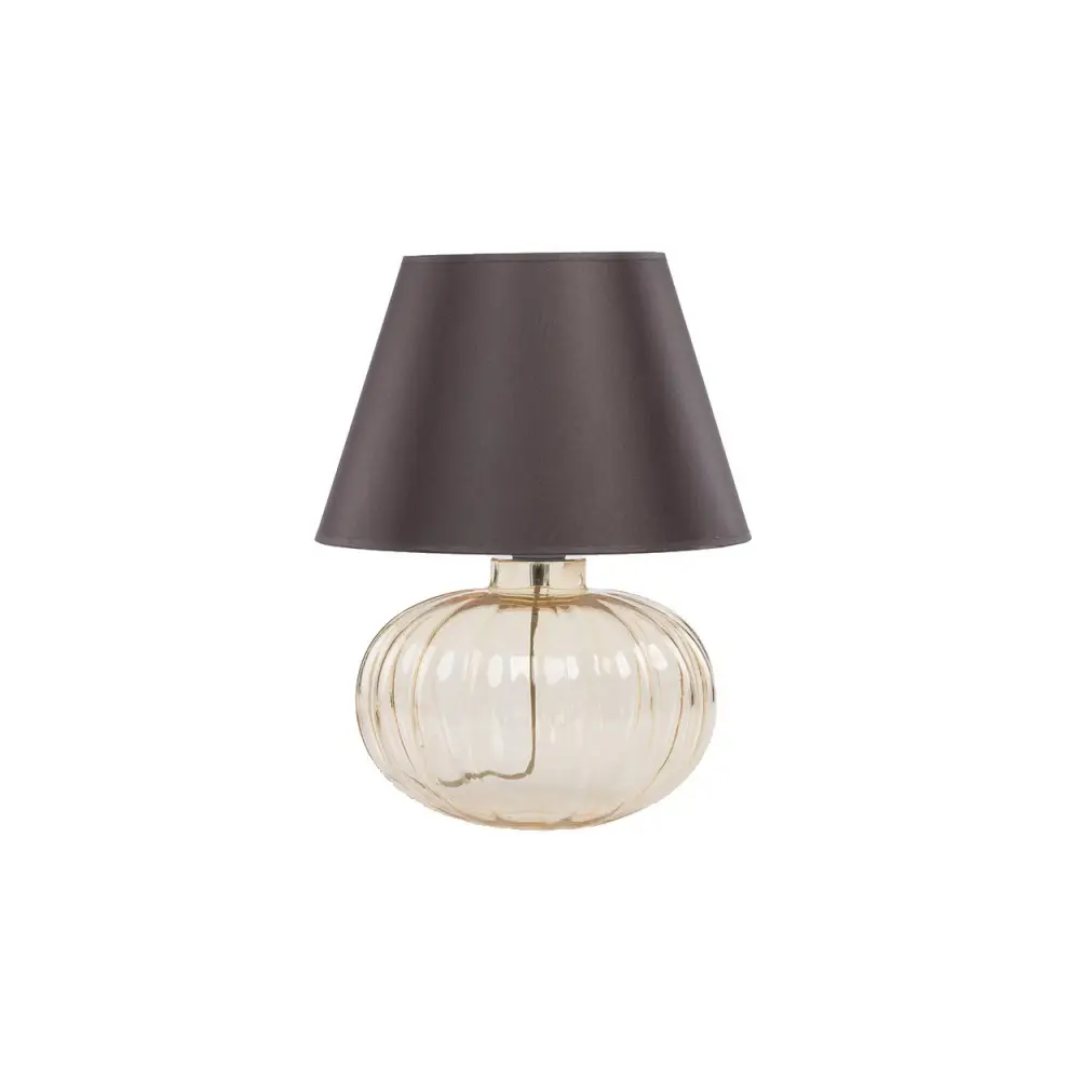 Table Lamp Smoky Brown Shade and Ribbed Glass
