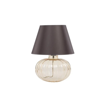 Table Lamp Smoky Brown Shade and Ribbed Glass