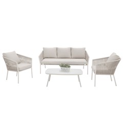 Outdoor Rope Sofa Set Of 4 - Taupe & Beige