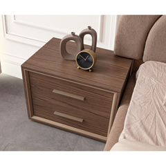 Wood Bedroom Set 160x200cm - Walnut & Bronze