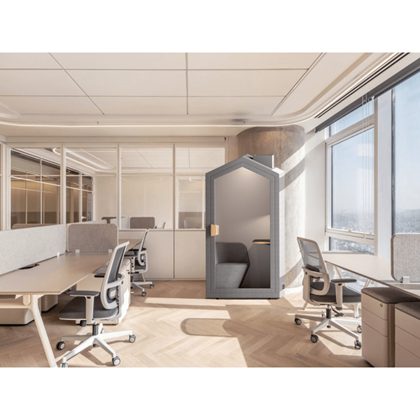 Beach Hut Style Office Booth - Grey
