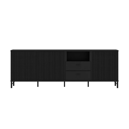 TV Stand Black - 3 Doors - 2 Drawers
