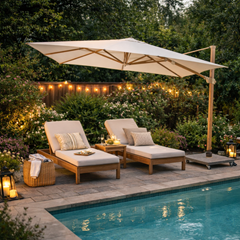 Premium Side Pole Umbrella 300x300cm – Woodlook/Sand