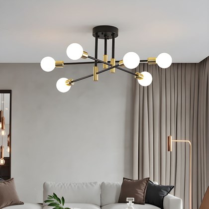 Ceiling Lamp Iron-Acryl Glass - Black & Brass