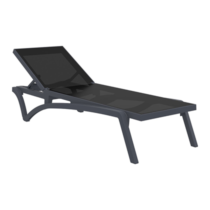 Dark Grey & Black 5-Position Reclining Sun Lounger