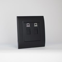2 Gang Ethernet Outlet Black Matte Series