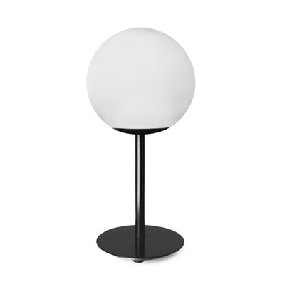 Black Table lamp with 1 light in milky white glass