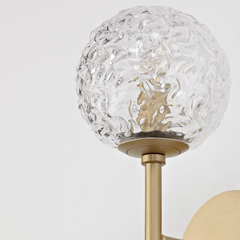 Wall Lamp Clear Structured Glass with  Brass