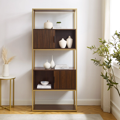 Tall Bookcase with Closed and Open Storage