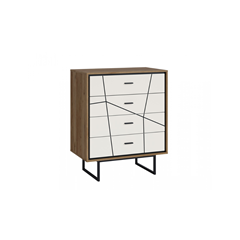 Bedsite/Sideboard 4 Drawers – Oak, Black & White