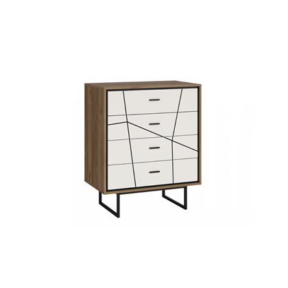 Bedsite/Sideboard 4 Drawers – Oak, Black & White