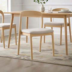 V Chair – Fabric & White Wax Wood Frame