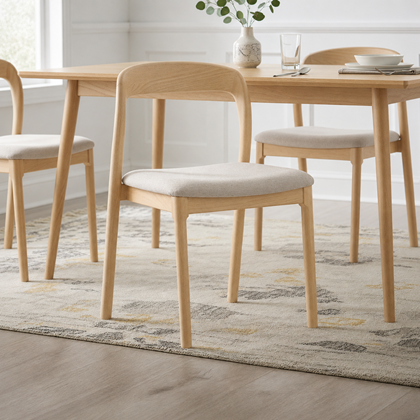 V Chair – Fabric & White Wax Wood Frame