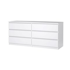 Naia Double Dresser 6 Drawers White High Gloss