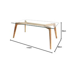 Glass Rectangular Coffee Table – Transparent/Beige
