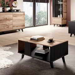 Coffee Table Black Slat & Oak