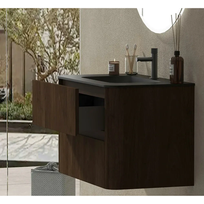 Bathroom Vanity – Matt Black Ceramic Basin & Mirror