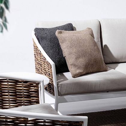 Sofa Set With Cushion 5 Seats - White