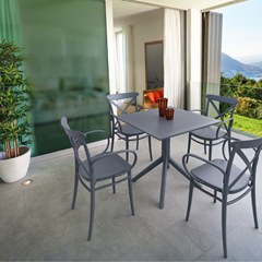 TABLE SQUARE DARK GREY 80X80CM