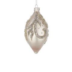 Droplet Pearl White Glass Ornament