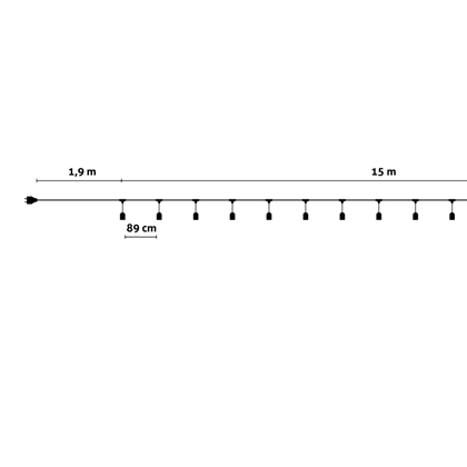 Outdoor E27 String 15M - 15 Sockets