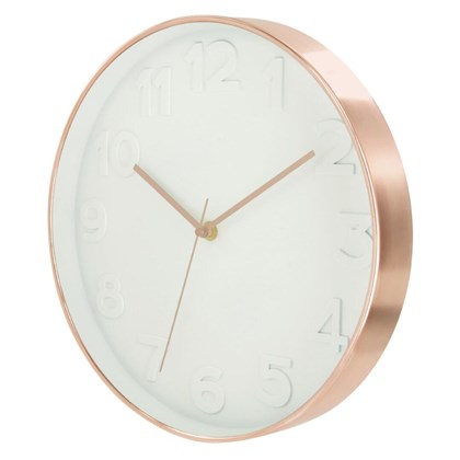 Round Clock 30.5Cm Copper And White