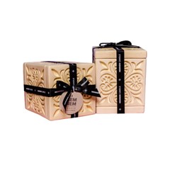 Small Cube Jar Maltese Heart Beige - Lavender Mint