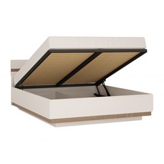 Bed 160x200cm with Gas Lift – White & Oak