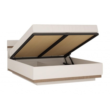 Bed 160x200cm with Gas Lift – White & Oak