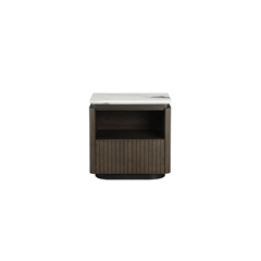 Bedside Table  55 x55cm– Dark Brown & Marble Effect top