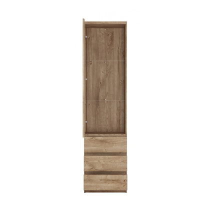 Glassdoor Cabin 1Door 3 Shelves – Golden Ribbeck Oak