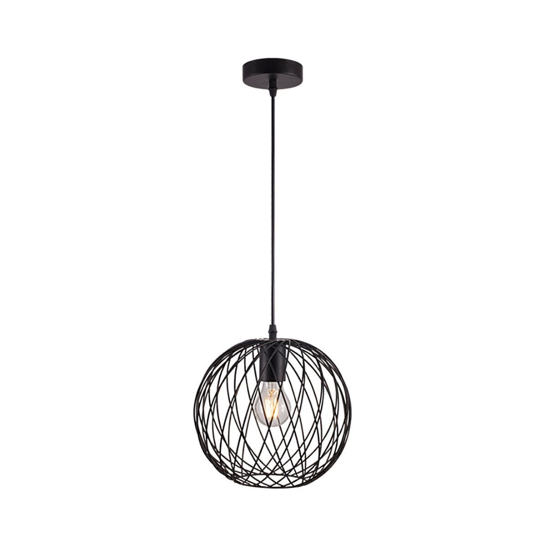 Pendant Metal with Wire Shade E27 Black