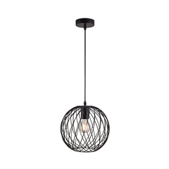 Pendant Metal with Wire Shade E27 Black