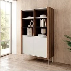 Bookshelf Cabinet – Walnut & Cashmere