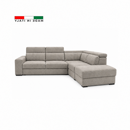 3 seater corner sofa bed with adjustable head rests (Right)- Grey