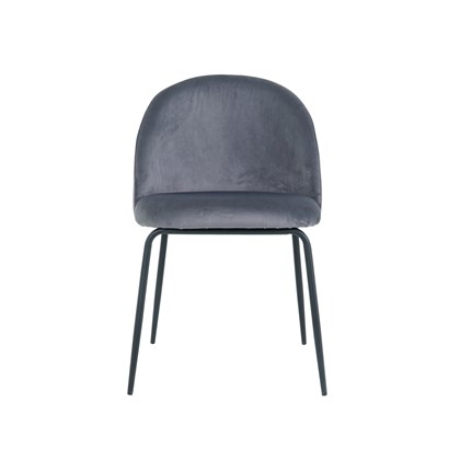 Dark Grey Velvet Cushion Dining Chair