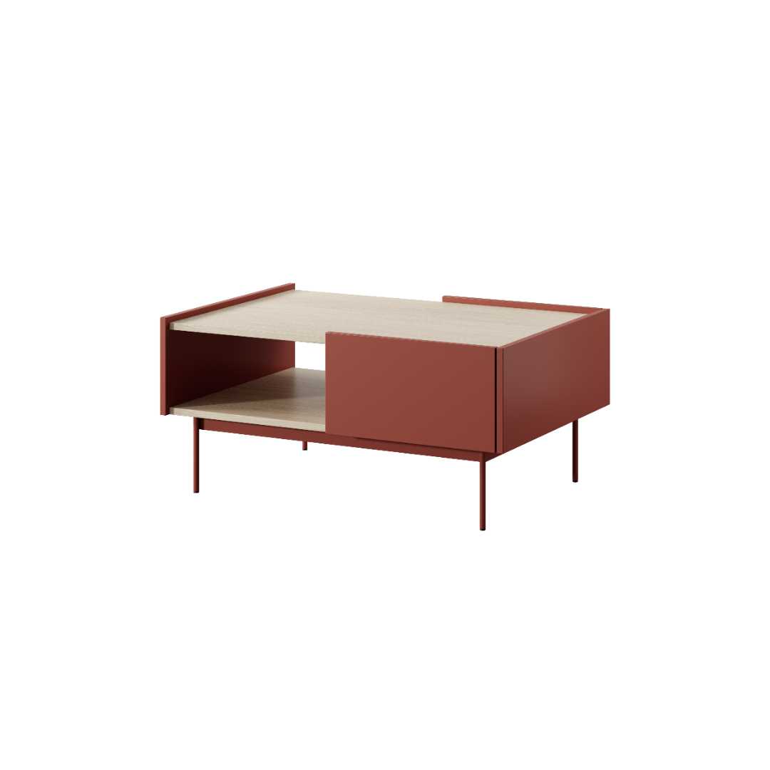 Coffee Table – Ceramic Red & Linea Oak
