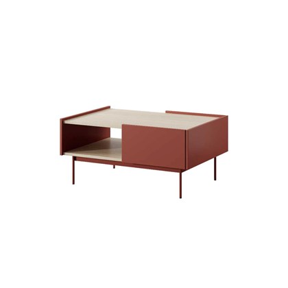 Coffee Table – Ceramic Red & Linea Oak