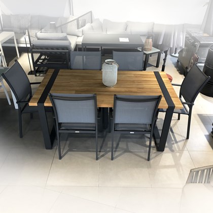 Alto Teak Top Dining Table & 6 Chairs Set