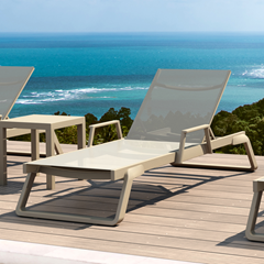 Sun Lounger with Armrests - Taupe