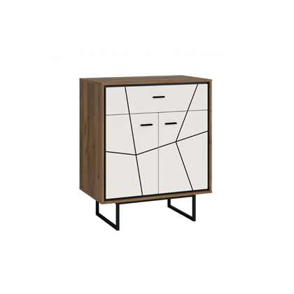 Bedsite/Sideboard 2 Doors, 1 Drawer – Oak, Black & White