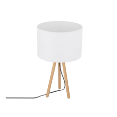 Table Lamp - Beech Wood with White Shade E27