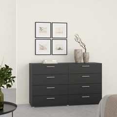 Double dresser 8 drawers Black