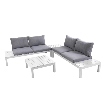 Aluminum Corner Sofa Set of 4 - White